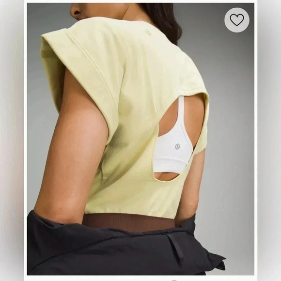 Lululemon Cotton T Shirt Bodysuit NWT Light Lime Green Open Back Women’s Small - Picture 5 of 12